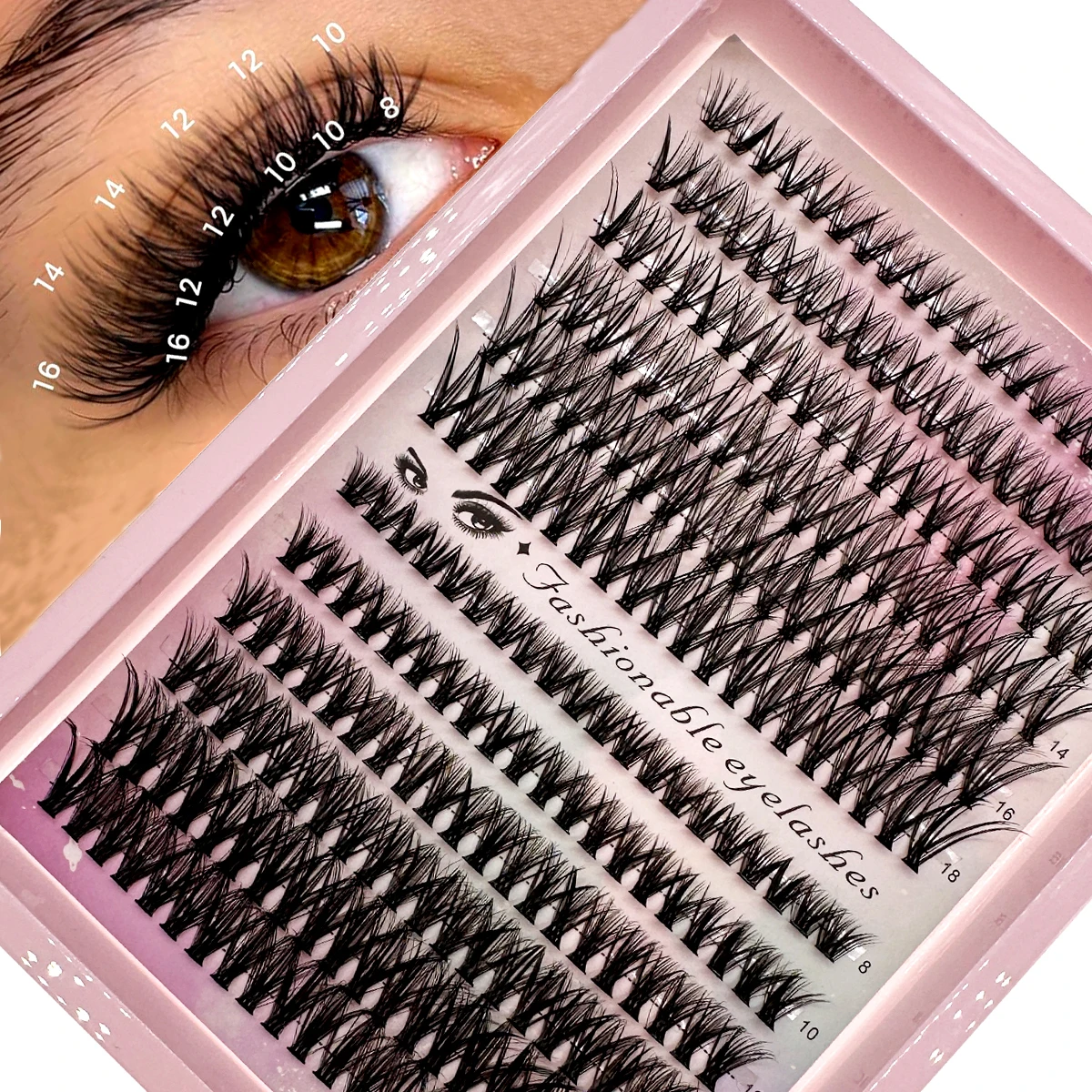 New 240PCS Fluffy Cluster Lashes 30-100D Natural Thick Eyelash Clusters D Curl Individual Lashes DIY Eyelashes Extension Makeup