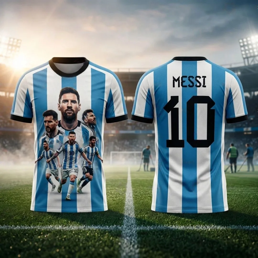 Kids Unisex Messi #10 Football Soccer Jersey Breathable Quick Dry Argentina Kid Sportswear Casual Training Fan Uniform T Shirt