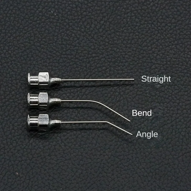 Ophthalmic Rinse Needle, Stainless Steel 4/4.5/5/6/7/8/9 Straight Bending Angle Flat Head Needle Oral Dental Cleaning Needle