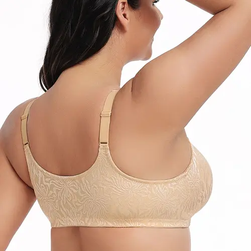 Imagen 2 del producto Sujetador minimizador WingsLove con cierre frontal para mujer, cobertura completa, cuello en V, espalda en U, bralette sin aros, tirantes anchos, lencería tallas C D E F