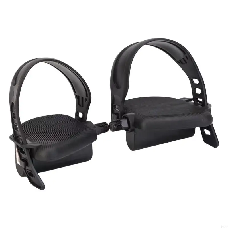 PXPF Exercise Bike Pedals with Pedal Strap, Stationary Recumbent Bike Replacement Part, Pedal Replacements for Exercise Bikes