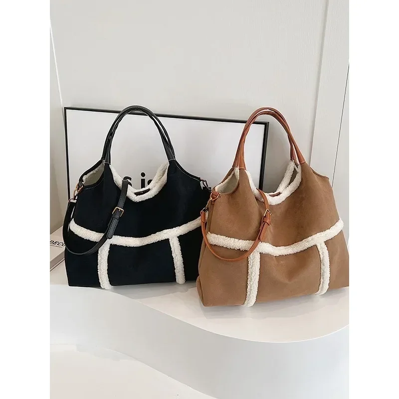 2023 New Casual Large-capacity Suede Handheld Tote Bag for Women Autumn and Winter High-end Single Shoulder Crossbody Bag