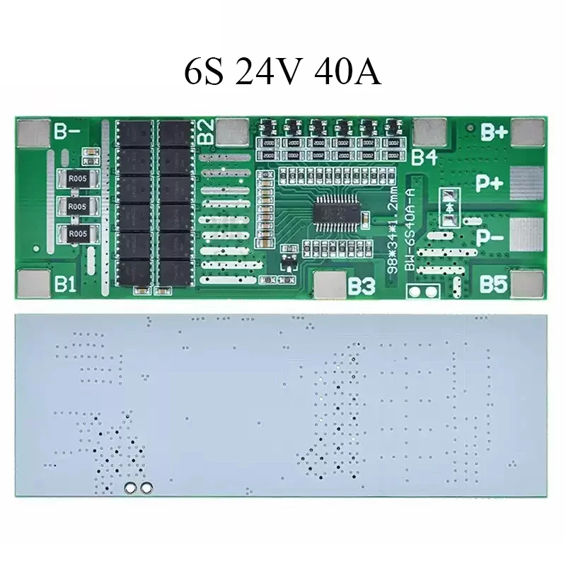 6-cell 6S 40A/20A BMS 18650 Li-Ion Lithium Battery Poretect Board Solar Lighting BMS PCB With Balance For Power Tools