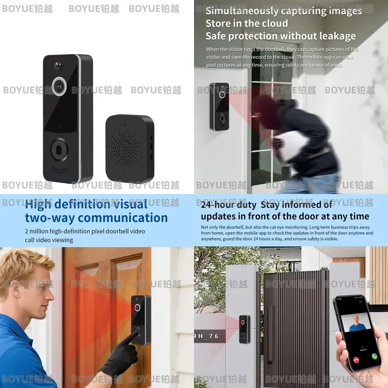 Smart Video Doorbell 1080P HD WiFi Wireless Intercom Outdoor Waterproof IP65 Security Camera Motion Detection Two Way Audio