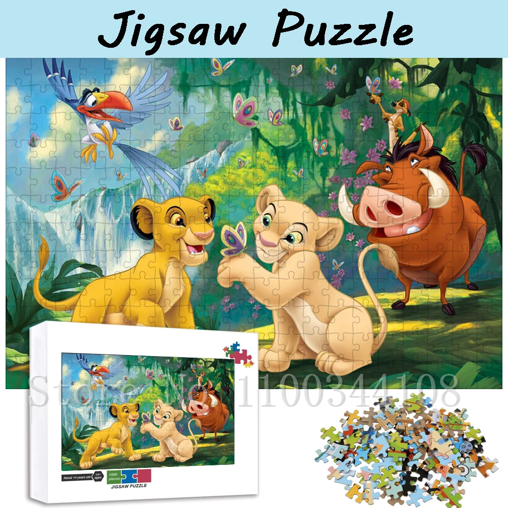 Disney The Lion King Jigsaw Puzzles 300/500/1000 Pieces Simba Cartoon Puzzles Parent-Child Interactive Assemble Game Toys