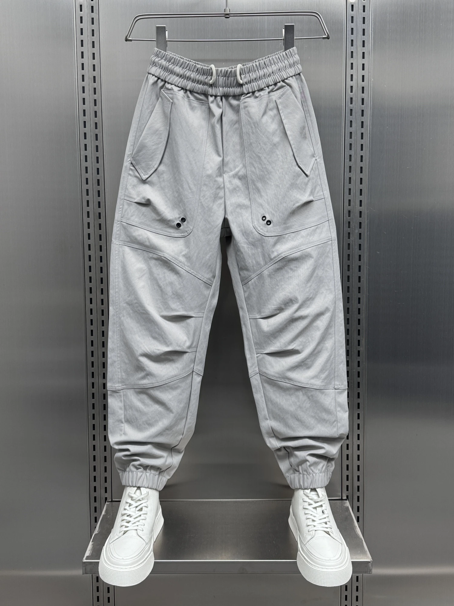 

Harlem Sle Men's Casual Pants Spring Autumn New Faion Pure Color Cuffed Leisure Trousers Trendy Versatile Comfortable Fit