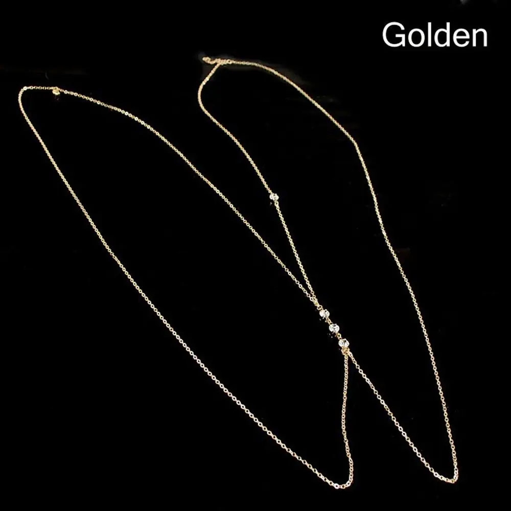 Crystal Beach Harness Pendant Necklace Bikini Crossover Waist Belly Harness Body Chain Necklace Women Accessories Simple Chain