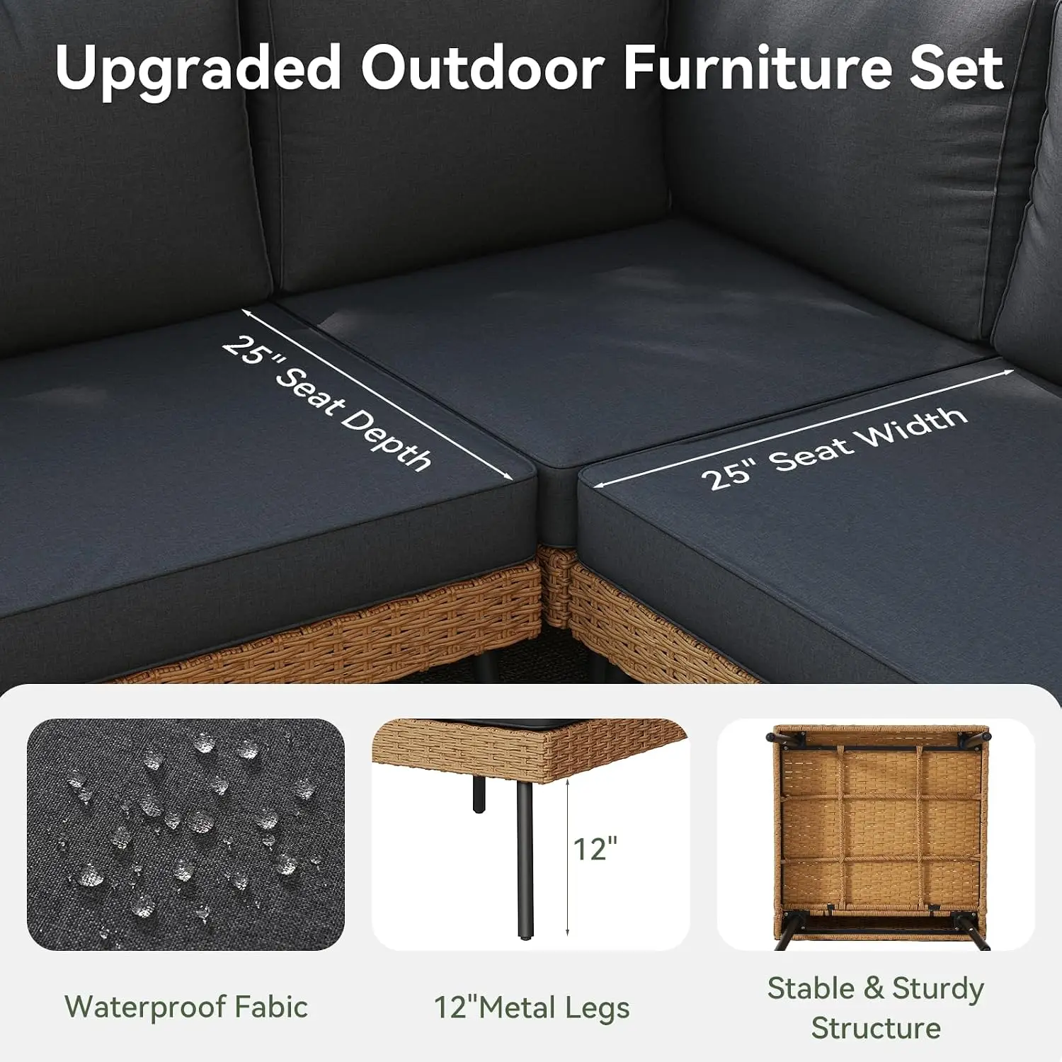 8 Seats Outdoor Sectional Sofa with 4