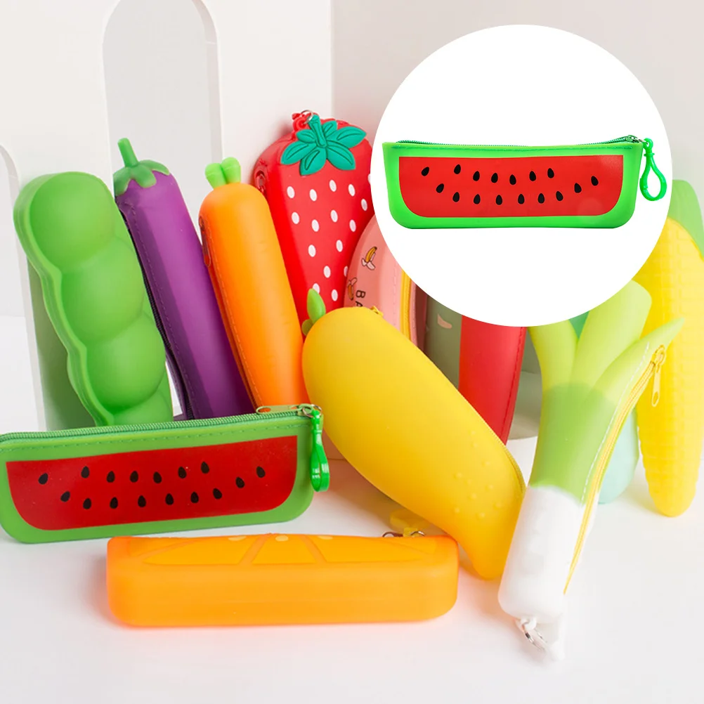 

2Pcs Silicone Pencil Pouch Large Capacity Zipper Stationery Bag Pen Organizer Stationery Storage Case Pencil Bag