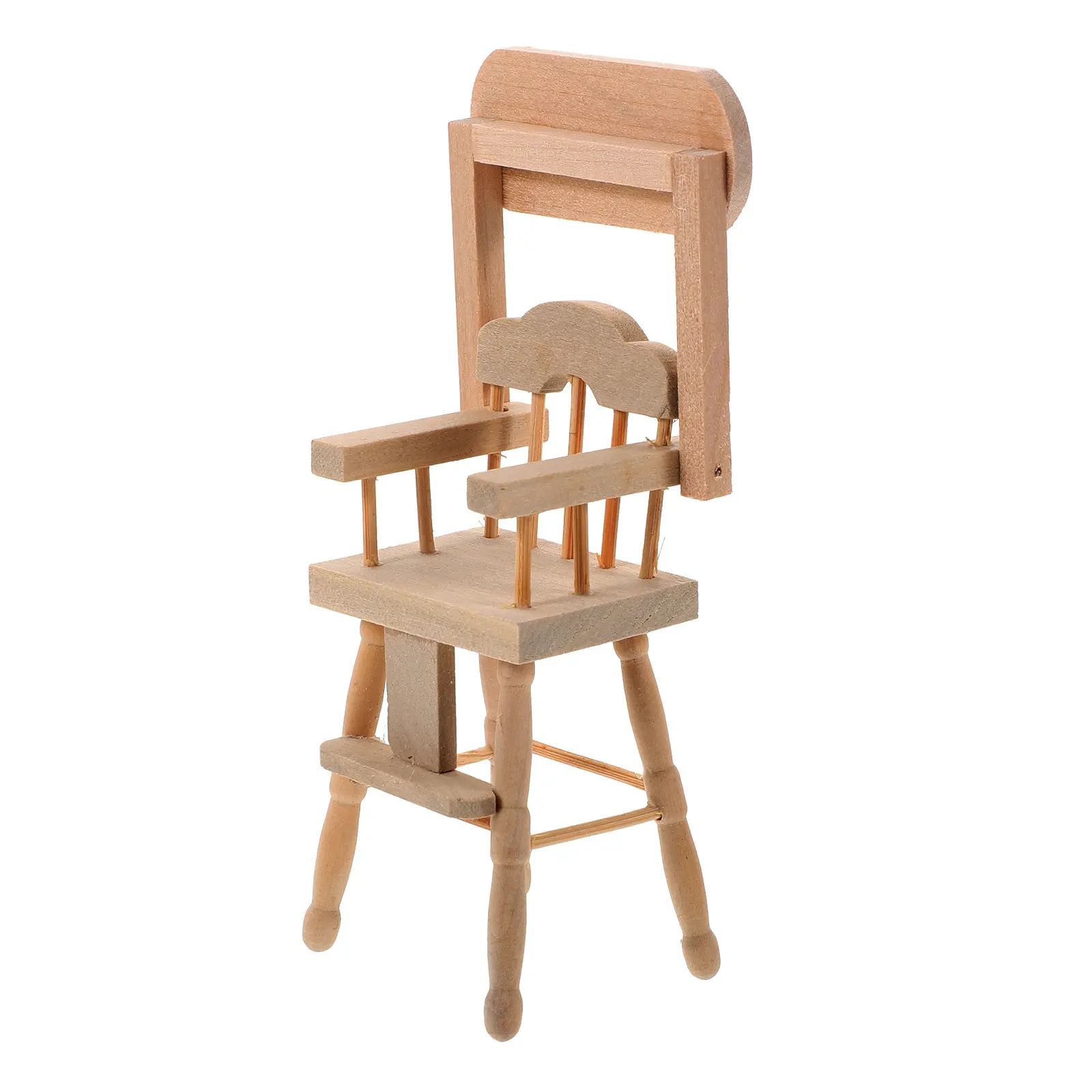 

Wooden Mini Highchair Small Size Decorative Miniature Highchair Mini House Decoration DIY Kids Supply Desktop Furniture