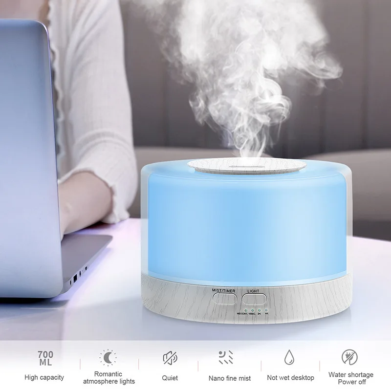 Smart WiFi 500ml Aromatherapie Ätherisches Öl Diffusor Luftbefeuchter, Verbinden mit Tuya, alexa und Google Hause mit 7 LED Farben