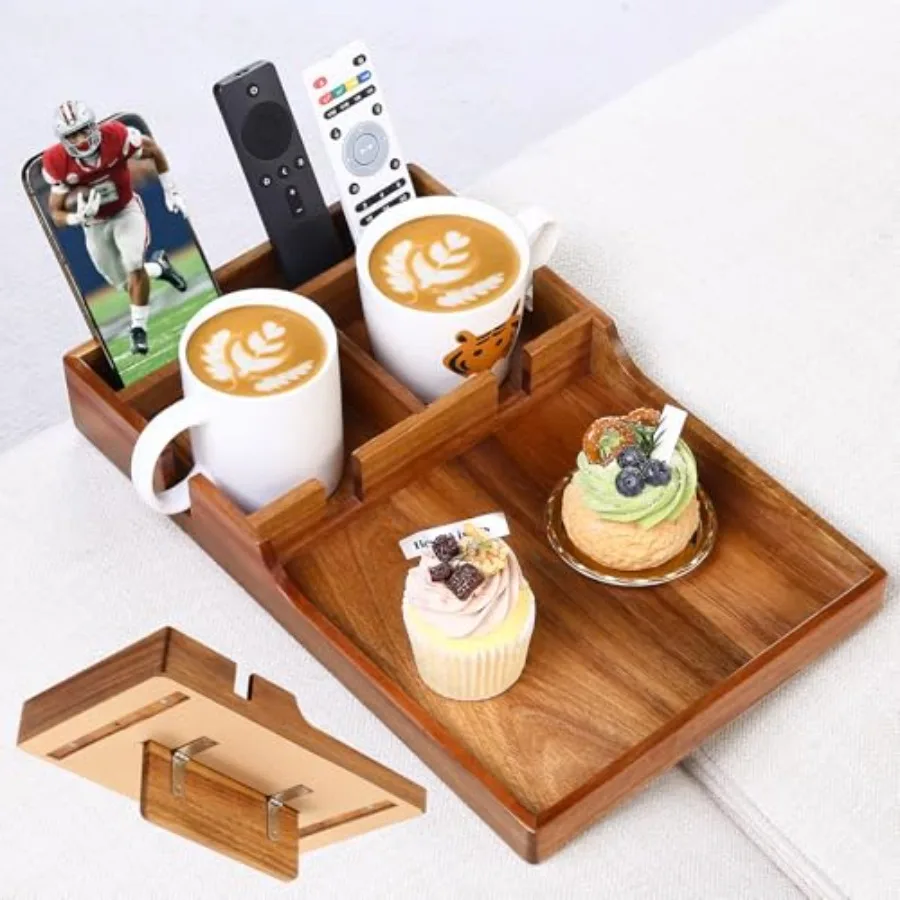 

Поднос-вставка для дивана с 2 подстаканниками, подходит для диванов без подлокотников и секционных диванов, складной поднос для напитков и закусок