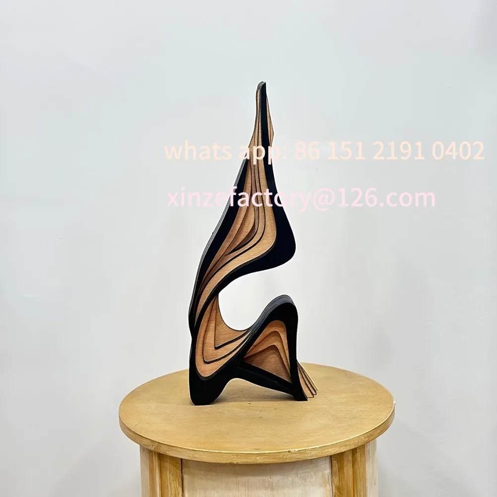 

Customizable Wooden Streamlined Statue Minimalist Bookshelf Home Room Decoration Desktop Ornaments Home Gifts