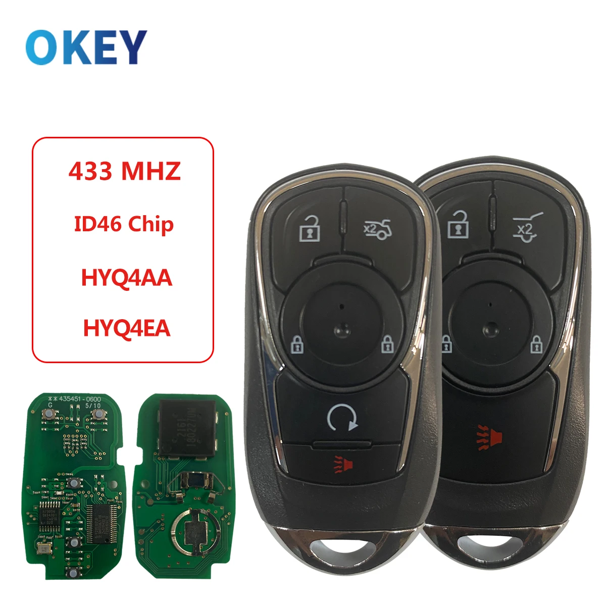 

Okey 315/ 433 МГц чип ID46 HYQ4AA HYQ4EA умный дистанционный ключ 5/6 кнопка для Buick анклава Envision Regal 2016 2017 2018 2019 2020