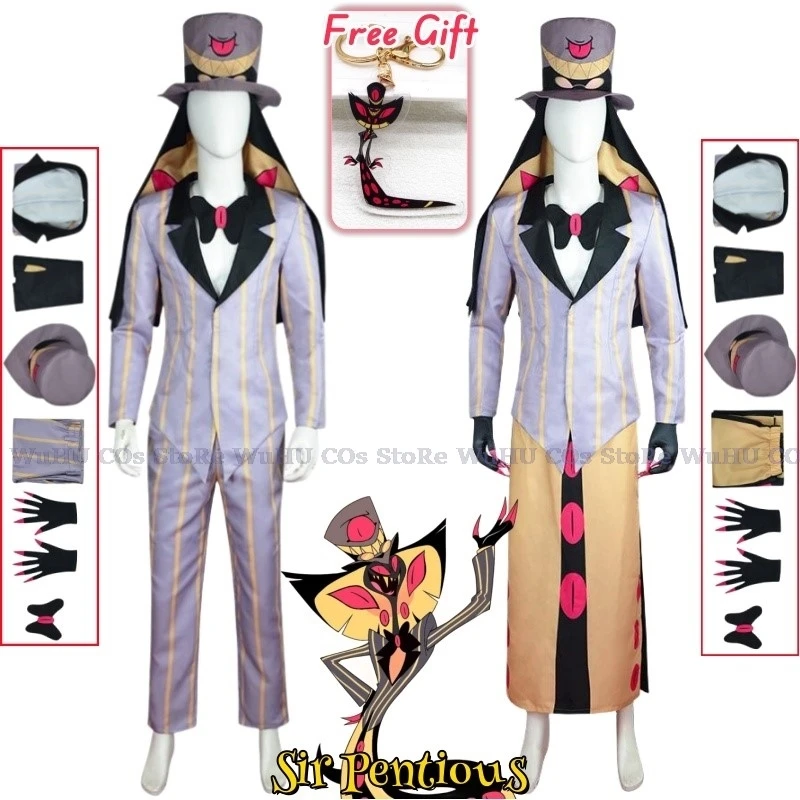 Sir Pentious Cosplay Costume Cosplay Hazbin Cosplay Pendant Sir Pentious Hat Women Men Performance Dress Hallowen Party Roleplay