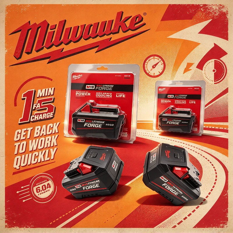 Brand New Authentic Milwaukee M18 FB6 18V 6Ah NEW FORGE Battery HIGH OUTPUT for 15 Min Super Charge Impact Wrench Grinder Drill