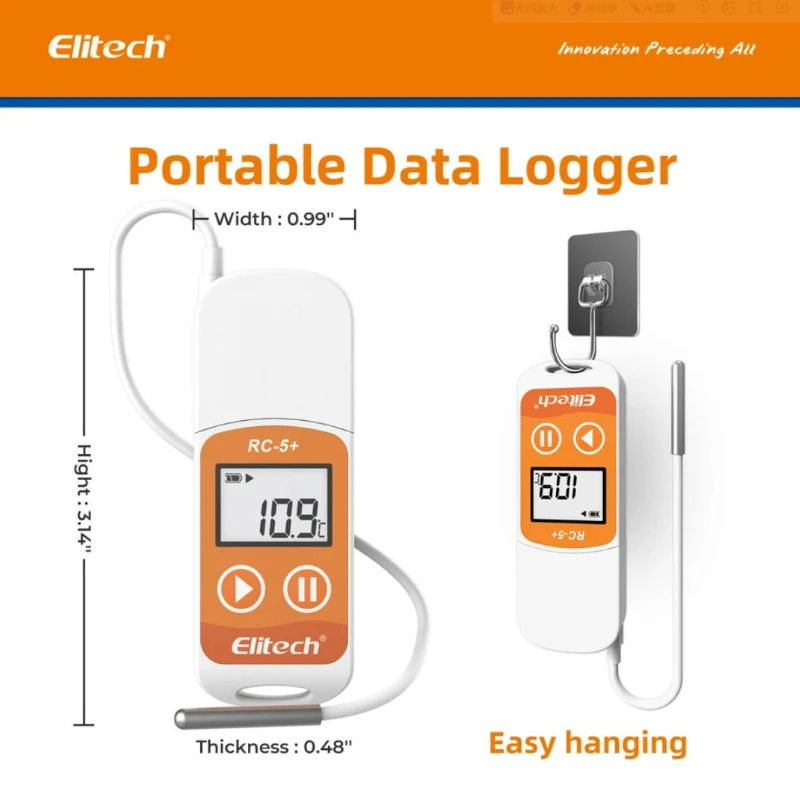 

Многоразовый USB-термогриммер Elitech RC-5 RC-5+ для записи температуры от -22F до 158F, 32000 точек данных