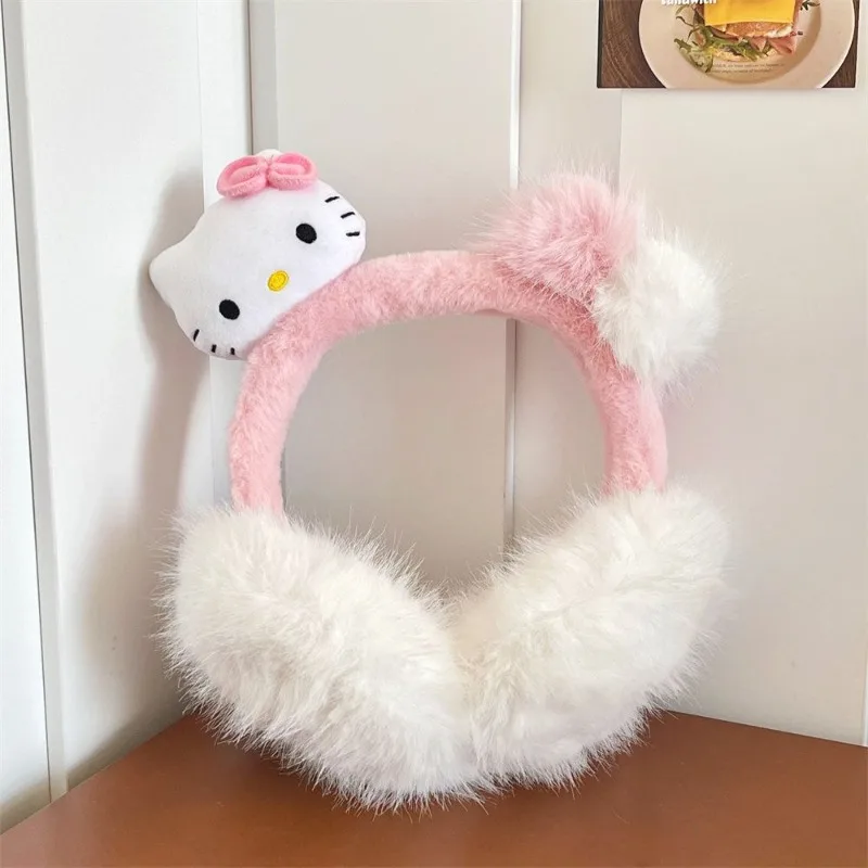 

Sanrio Kitty Soft Plush Ear Keep Warmer Winter Foldable Earmuffs Children Outdoor Earflap Protection Ear-Muffs Ear Cover Gifts