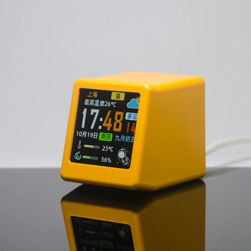 Mini Wifi Alarm Clock Weather Temperature Humidity Time Display Smart Small Alarm Clock Portable Desk Clock Home Decorations