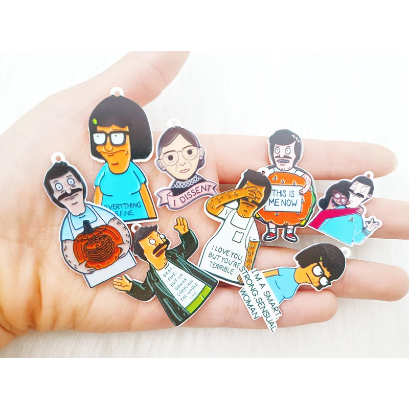 Mixed 20/50PCS Acrylic Burger Man Pumpkin Charms Flat Back Planar Pendants for DIY Earrings Hairpin Jewelry Making