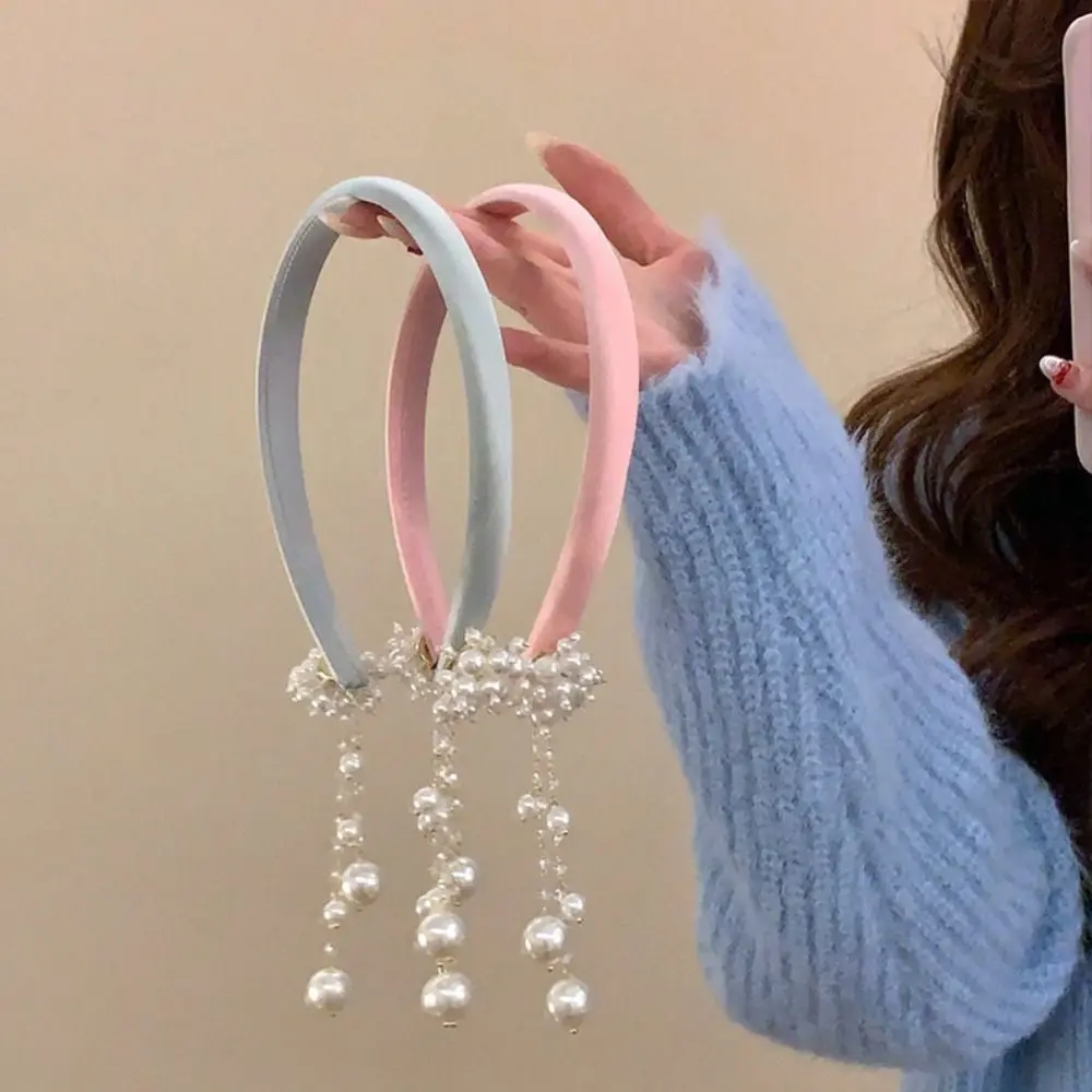 Kreative Satin Quaste Glocke Haarband Schmetterling Elegante Ethnische Stil Haar Hoop Kristall Anhänger Perle Stirnband Frauen