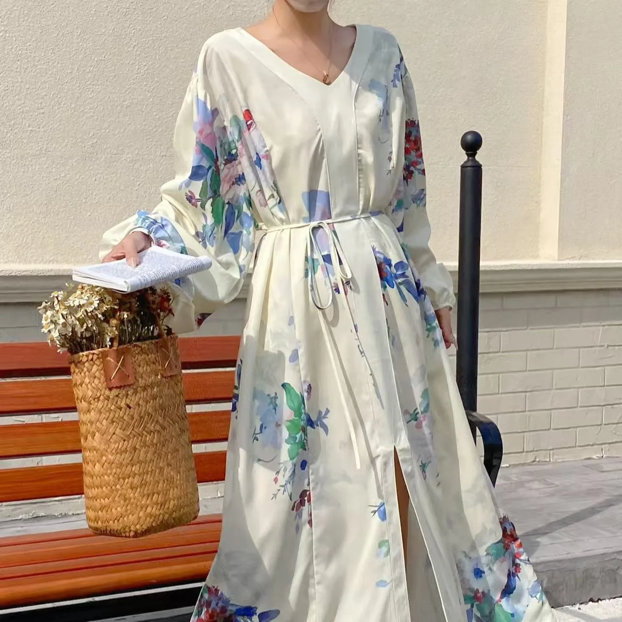 Design Sensation Long Lantern Sve V-Ne Holiday Dr Fairy T Frühling Sommer Neuankömmling Maxi Dr Polyesterfaser