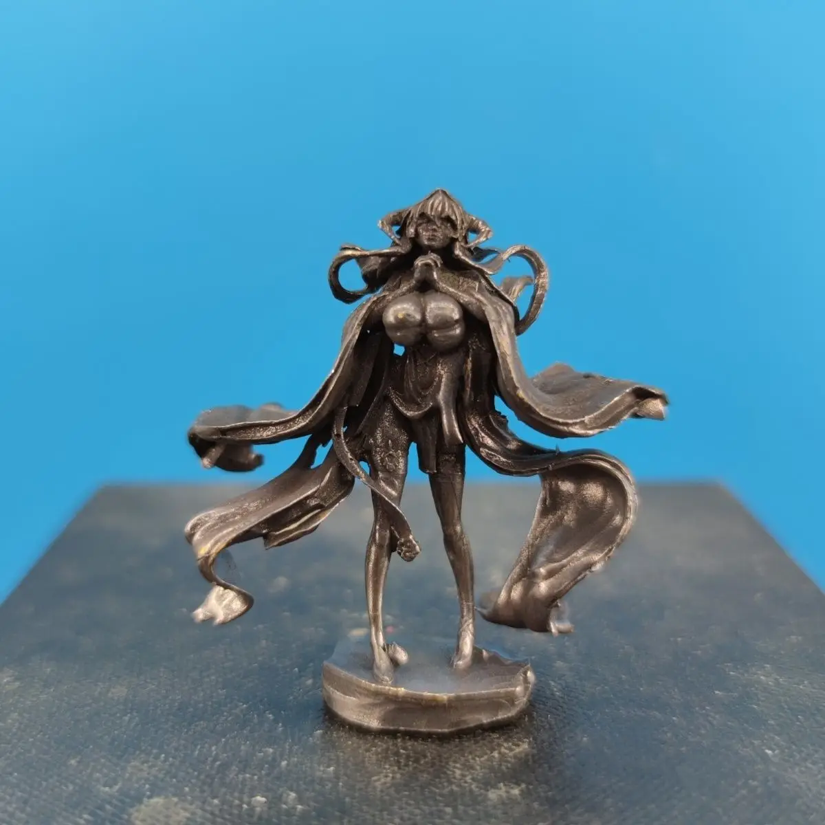 

Antique Brass Vintage Handcrafted Mini Lady Figurine - Desktop Ornament, Home Decor Collectible Minimalist Display Piece