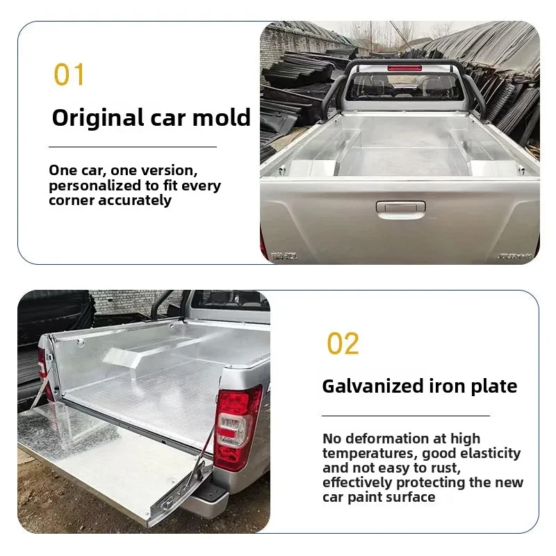 Fit for D-Max Accessories Galvanized Sheet Metal Cargo Box with Remai Cargo Mat Positioned for Pickup Truck Bed