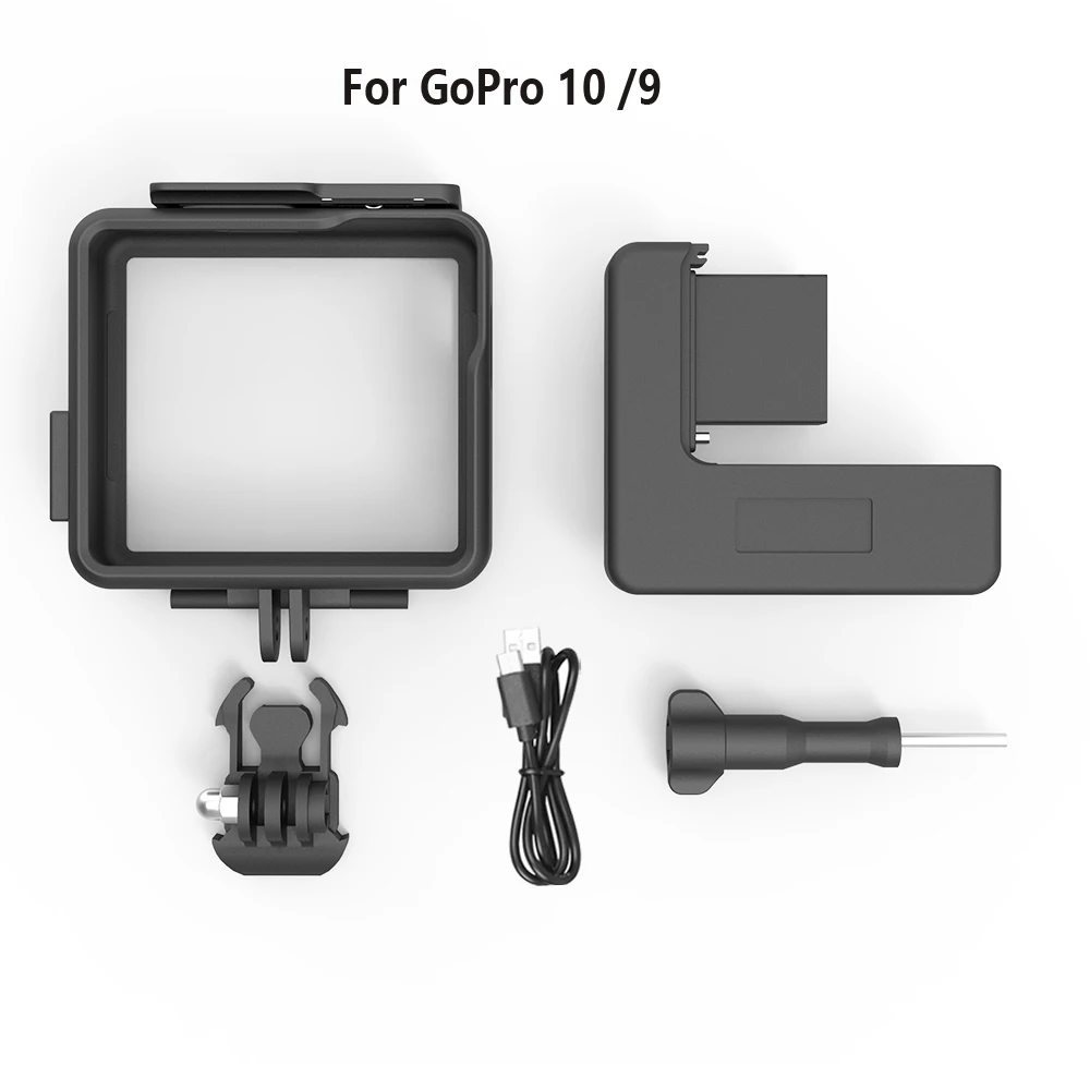 For GoPro Hero 9 10 Black Extend Backup Battery+ Skeleton Protective Shell Frame Case for GoPro 10 9 Accessories