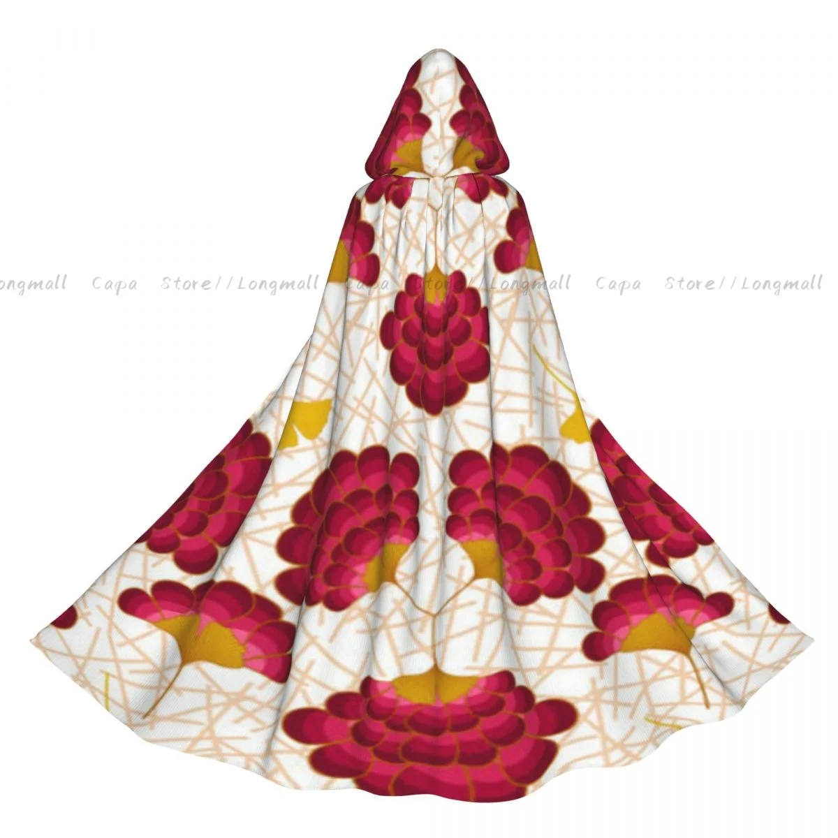 

Adult Halloween Colorful Flowers African Ethnic Ornament Cloak Cape Hooded Medieval Costume Full Length Dress Coat