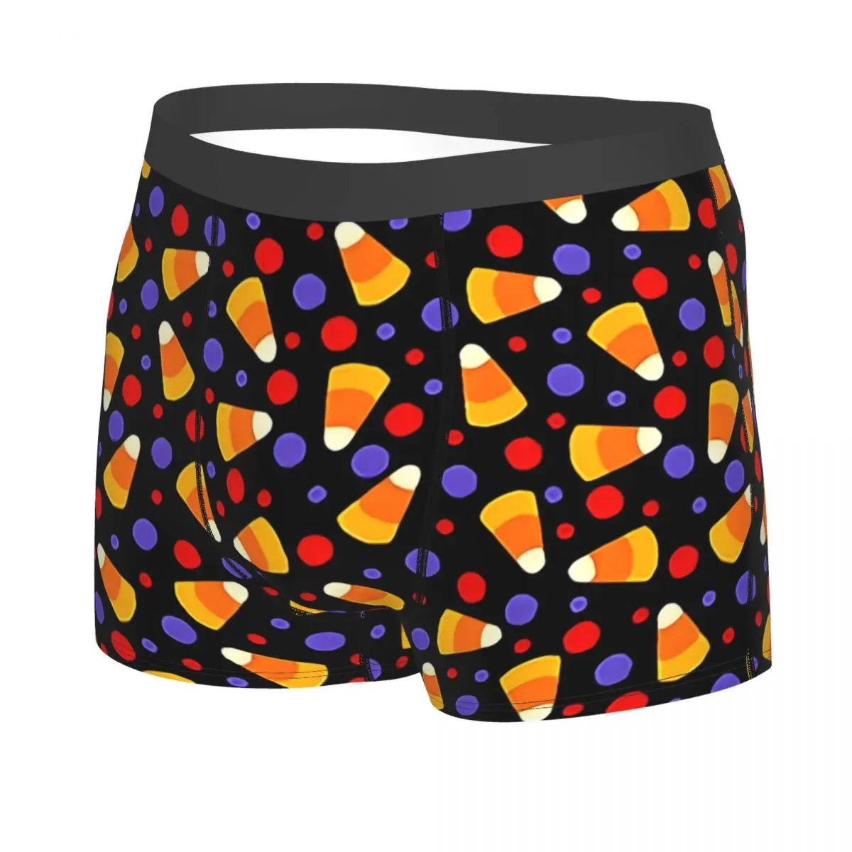 Custom Halloween Candy Corn On Black Witchful Thinking Underwear Men Print Boxer Briefs Shorts Panties Breathable Underpants