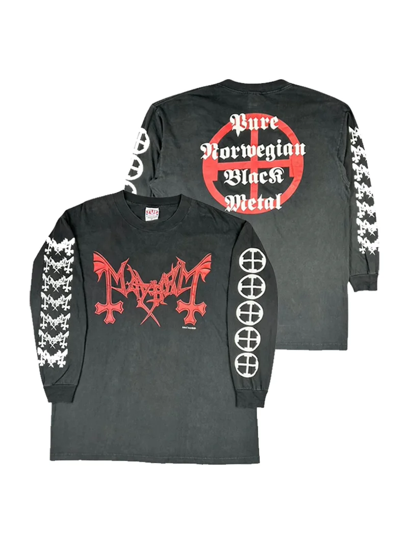 Mayhem Black Metal Band American Heavyweight Retro Vintage Street Style Long Sleeve T-Shirt Breathable Sweat Absorbent Cotton...