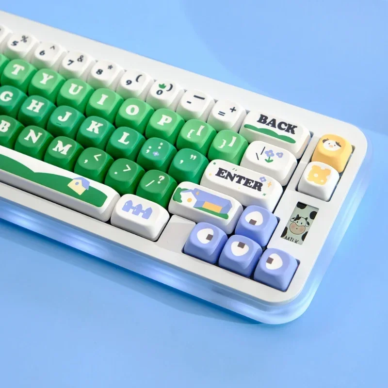 Imagem -03 - Tampa Chave de Pasto Lácteo Pbt Moa Perfil 129 Teclas Conjunto Teclado Mecânico de Sublimação Térmica de Tiro Duplo para Personalização