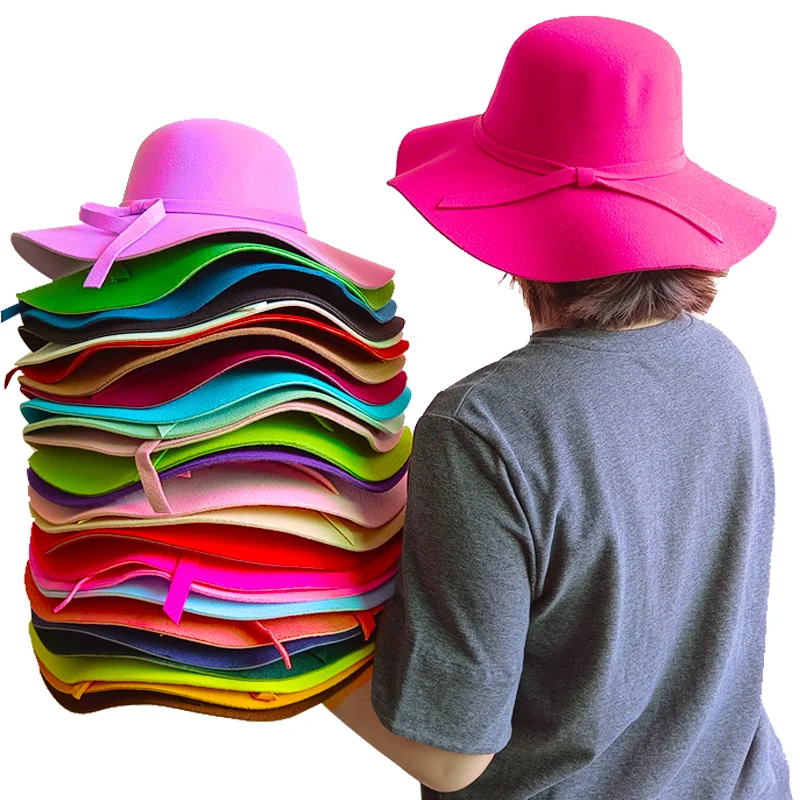 Women's New Fedora Hat Retro Large Fedora Hat Wide Brim Felt Hat Casual Summer Beach Travel 27 Colors Sun Hat кепка женская