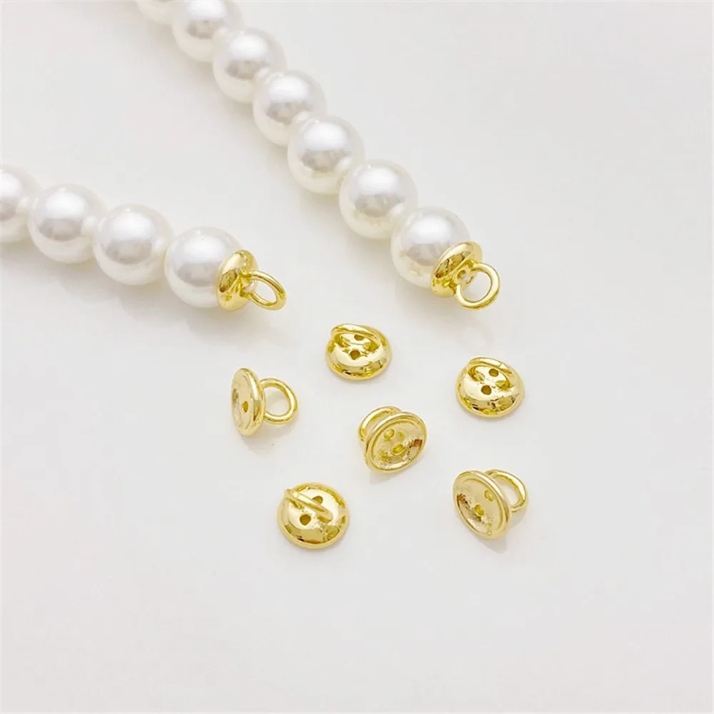 

14K Gold Color Buttons, Pearl Caps, Connected Closure Buckles, Handmade DIY String Bracelets, Necklaces, Accessories, Materials