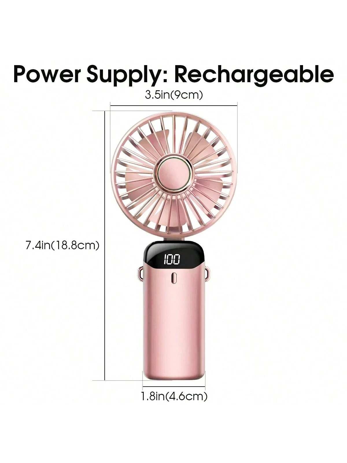 Portable Handheld Fan, Battery Operated Fan With Base, 8 Hours, Digital Display, 5 Speeds, 90° Ajustable, Rechargeable Mini Fan