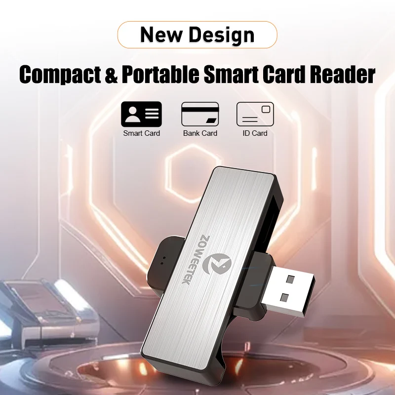 Lettore di smart card Zoweetek USB-A ID Lettore DNI elettronico per smart card DNI con chip DNIE ZW-12026-4