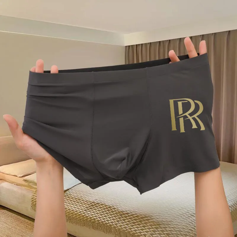 Men\'s U Convex Pouch Underwear for Boy Ice Silk White Boxer Shorts Summer Ultra-thin Naked Feeling Seamless Breathable Aro Pants