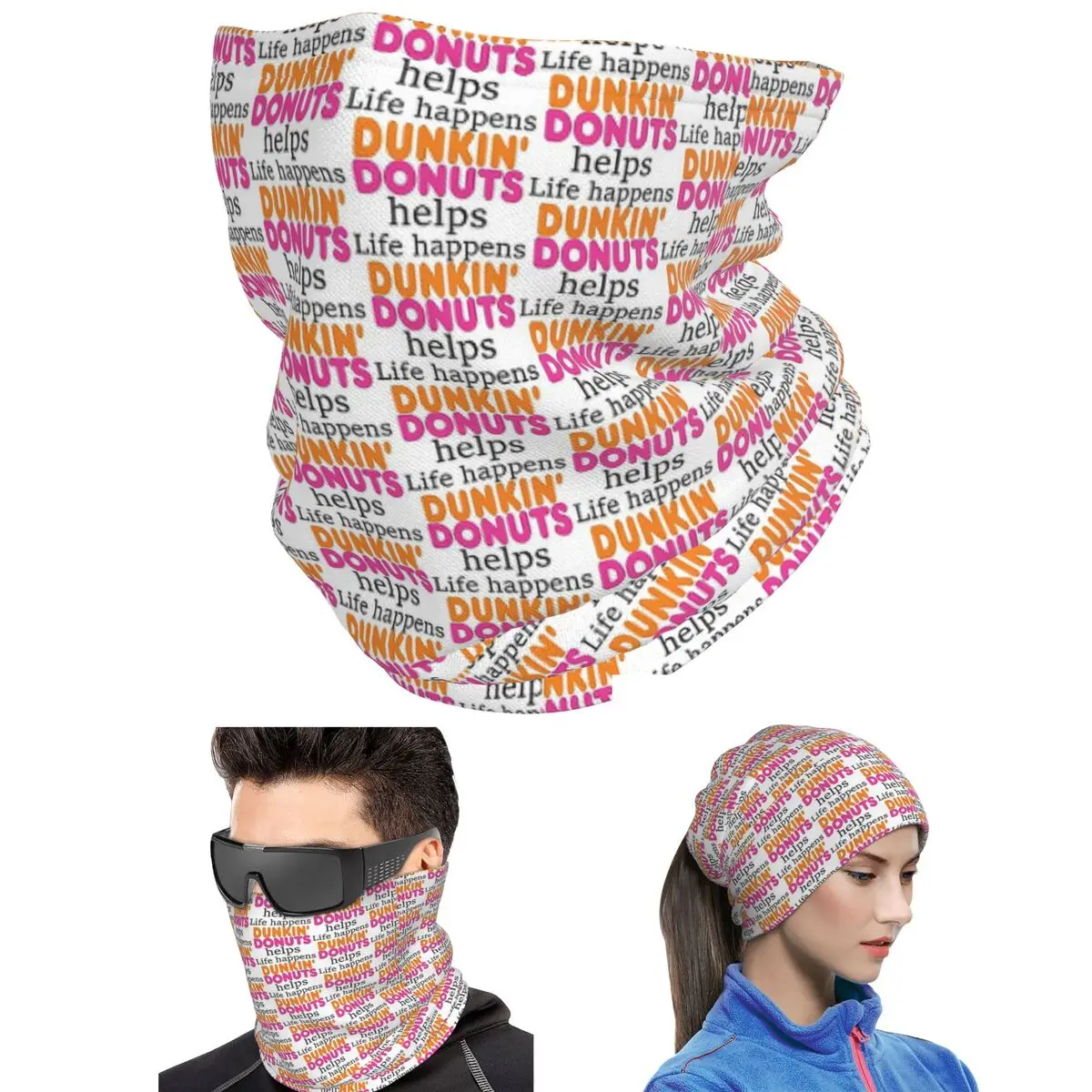 Life Happens... Dunkin Donuts Helps Bandana Neck Gaiter Printed Wrap Mask Scarf Cycling Headband Unisex Adult All Season