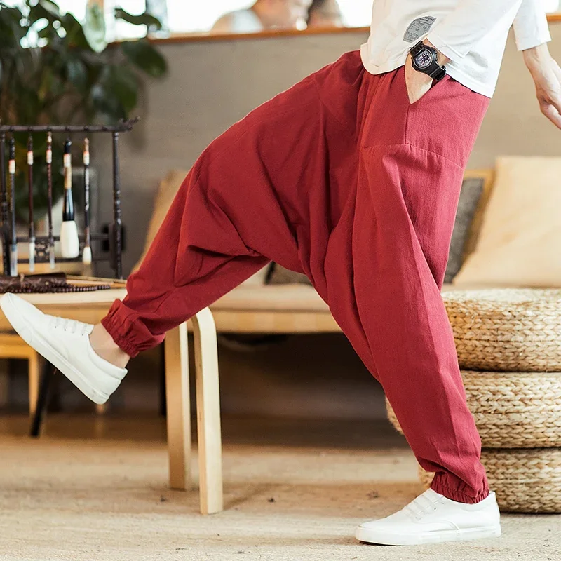 Novo harém calças dos homens sólido solto casual estilo coreano algodão plus size sweatpants venda quente masculino calças dos homens