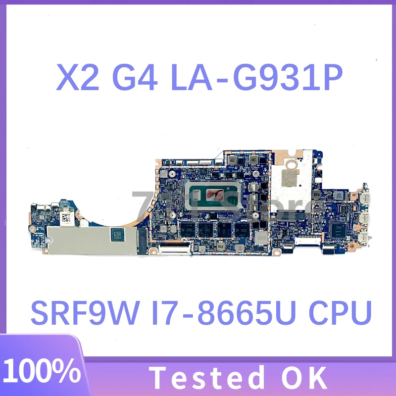 Free Shipping High Quality Mainboard For HP EliteBook X2 G4 EPM20 LA-G931P With SRF9W I7-8665U CPU Laptop Motherboard 100%Tested