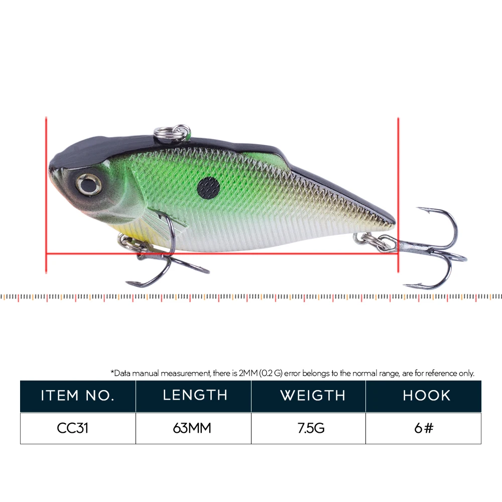 Hanlin-señuelo de Pesca VIB, 63mm/7,5g, cebos duros sin aros, Crankbait, Wobblers para Pesca de carpa, aparejos de lubina