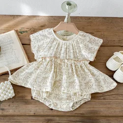 Muslin bebek yaz tulum kız giysileri için yenidoğan Romper çiçek bebek Onesie yürüyor kıyafet çocuklar kız giyim