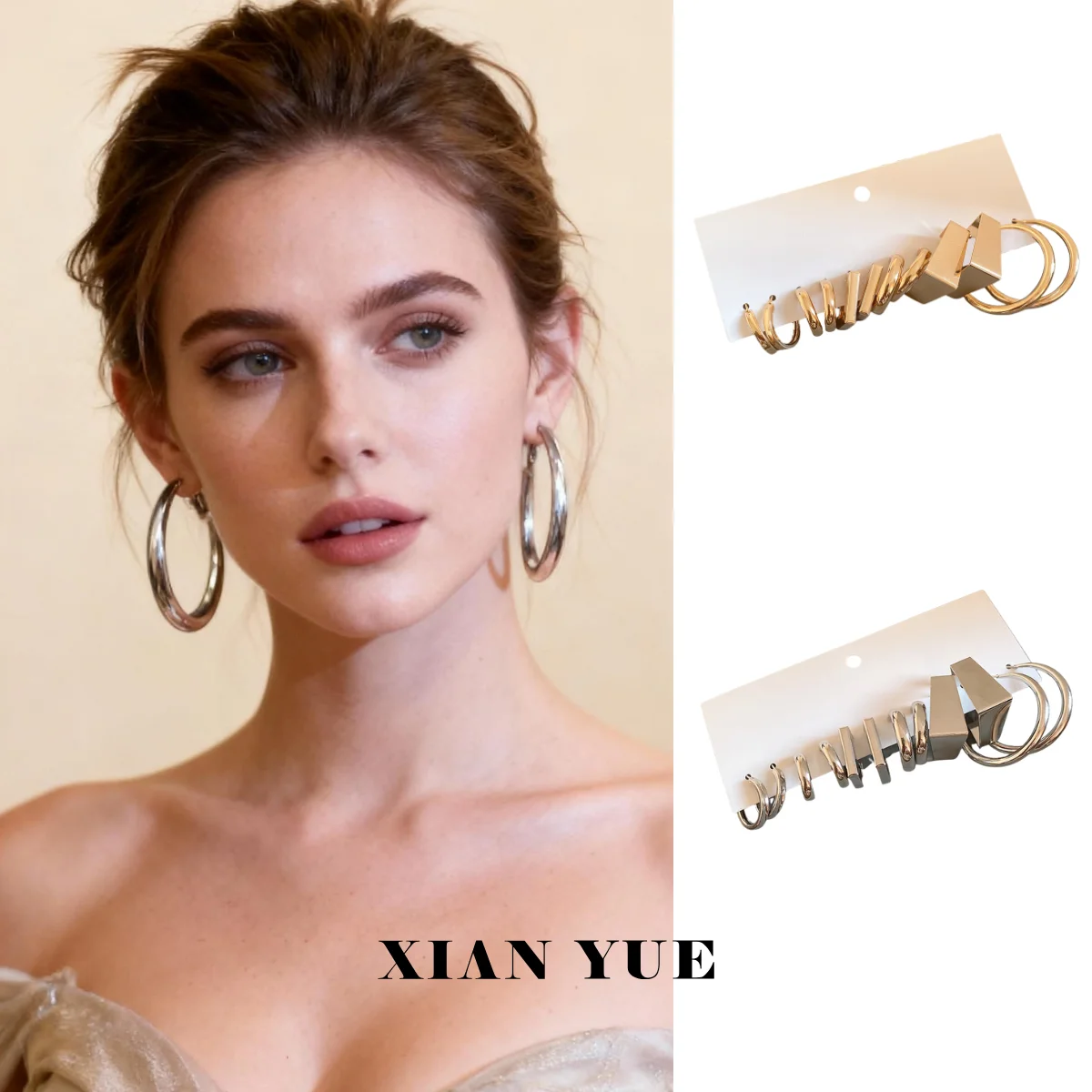 

Earring Set Polished Round Geometric Studs Minimalist Fashion Luxury-Inspired Sophisticated Earrings Ear Accessories Women Gift