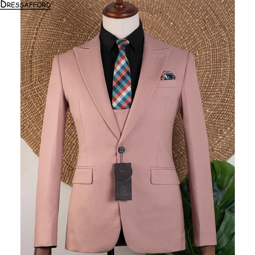 

Классический однотонный мужской костюм, комплект для свадебного платья, элегантный однобортный пиджак, брюки для деловых мужчин, платья для жениха