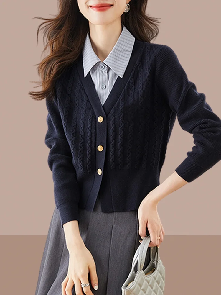 

Fashionable Short Knitted Sweater Women's Style Autumn Winter New Arrival Casual Fit Polyester Fiber Long Sleeve Collar