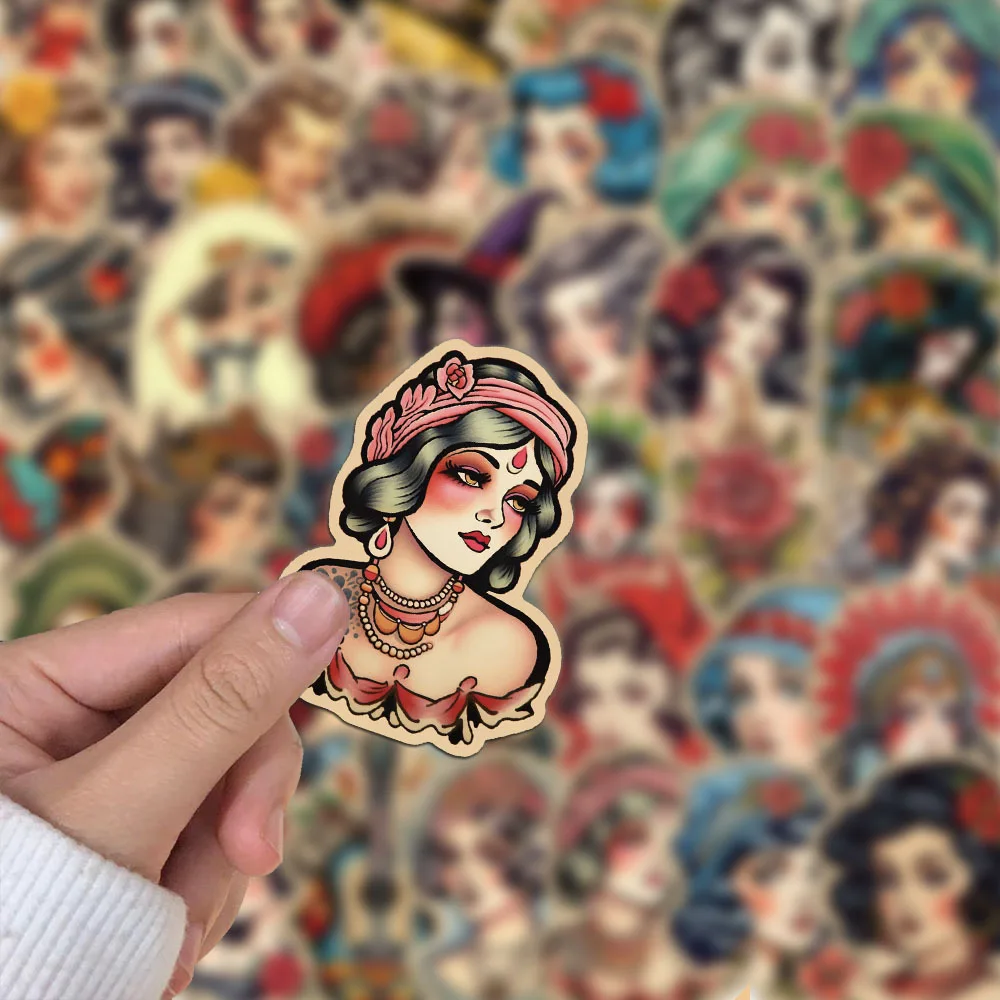 10/50pcs Cool Retro Sexy Pin up Tattoo Girl Stickers DIY Waterproof Laptop Luggage Guitar Skateboard Scrapbooking Graffiti Decal