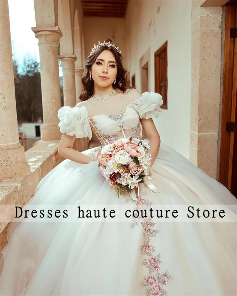 White Quinceanera Dress Ball Gown 2024 Off The Shoulder Beaded Appliques Mexican Sweet 16 Dress Prom Birthdat Dress 15 Anos