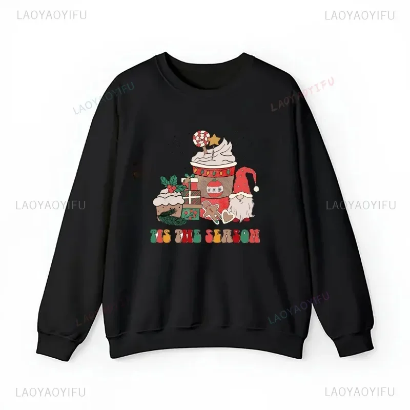 New Merry Christmas Crewneck Long Sleeve Hoodie in Christmas Coffee Printed Graphic Men and Women Lovers Sweatshirt