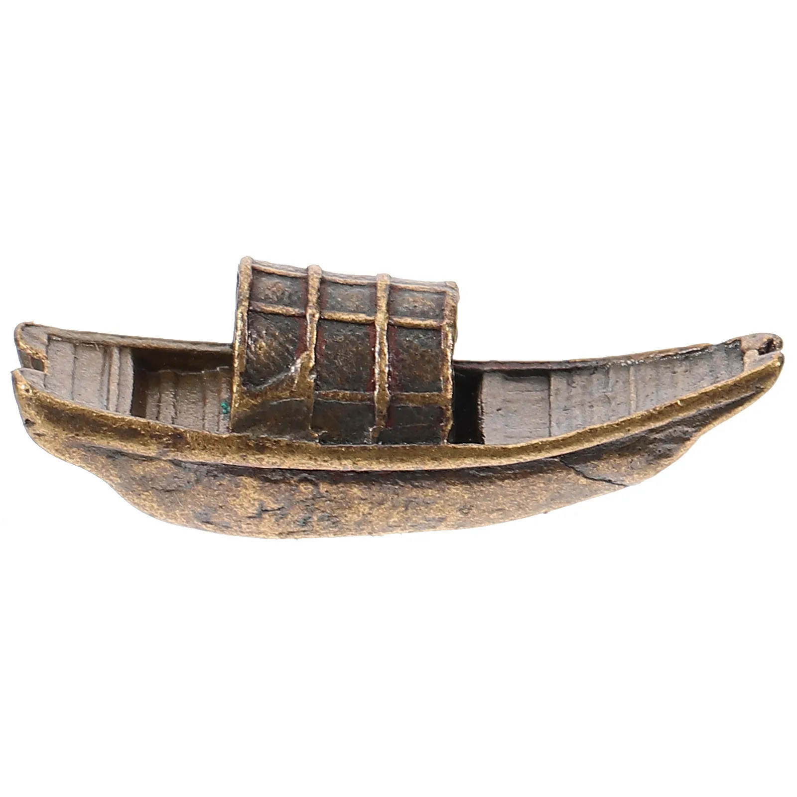 

Miniature Copper Boat Decor Rustic Design Micro Landscape Accessories Mini Desktop Decoration Gift Vintage Style